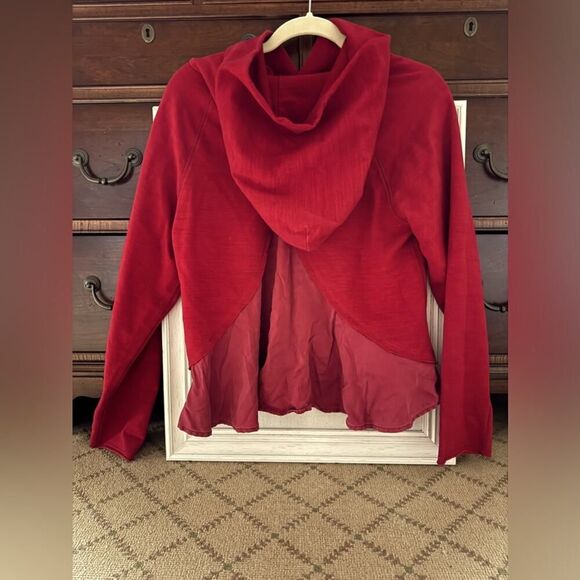 lululemon athletica red pullover hoodie with sueded cotton ruffles in back - 8 - Picture 1 of 12